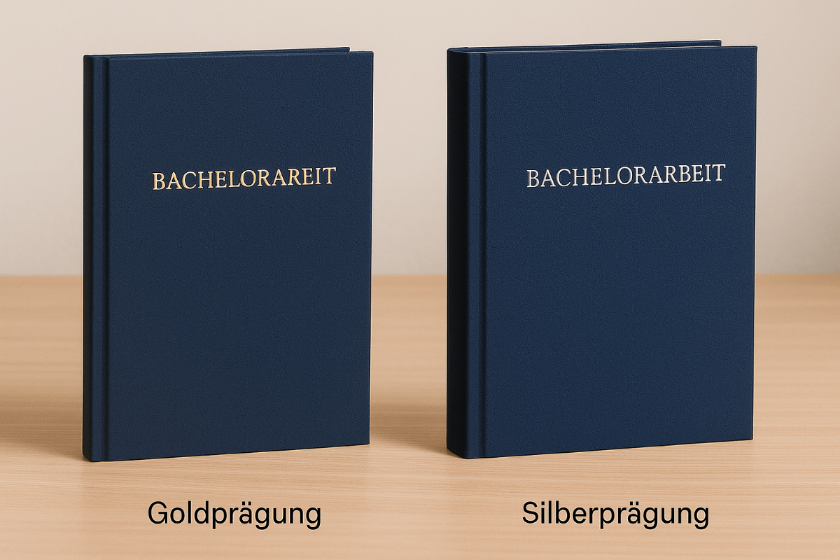 bachelorarbeit-hardcover-vergleich-goldpraegung-vs-silberpraegung-blau