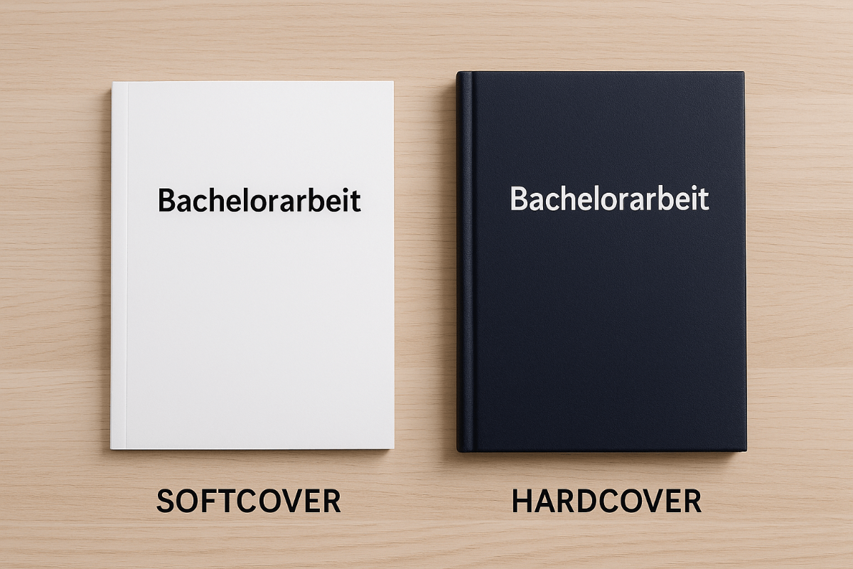 bachelorarbeit-softcover-vs-hardcover-vergleich-weiss-und-blau-auf-holztisch